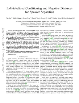 Individualized Conditioning and Negative Distances for Speaker
  Separation
