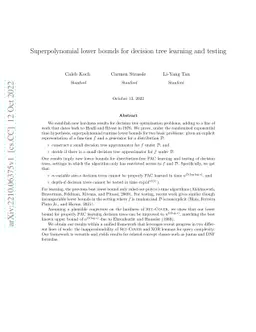 Superpolynomial Lower Bounds for Decision Tree Learning and Testing