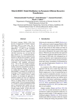 MiniALBERT: Model Distillation via Parameter-Efficient Recursive
  Transformers