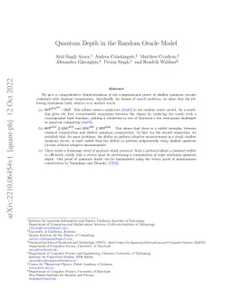 Quantum Depth in the Random Oracle Model