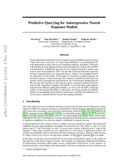 Predictive Querying for Autoregressive Neural Sequence Models