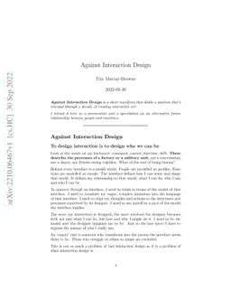 Against Interaction Design
