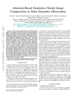 Attention-Based Generative Neural Image Compression on Solar Dynamics
  Observatory