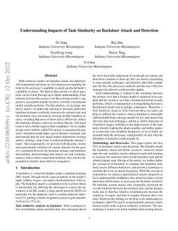 Understanding Impacts of Task Similarity on Backdoor Attack and
  Detection