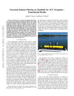 Unscented Kalman Filtering on Manifolds for AUV Navigation --
  Experimental Results