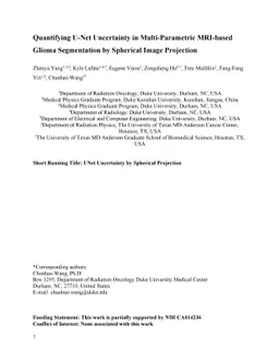 Quantifying U-Net Uncertainty in Multi-Parametric MRI-based Glioma
  Segmentation by Spherical Image Projection