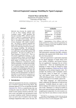 Subword Segmental Language Modelling for Nguni Languages
