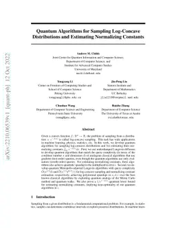 Quantum Algorithms for Sampling Log-Concave Distributions and Estimating
  Normalizing Constants