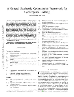 A General Stochastic Optimization Framework for Convergence Bidding