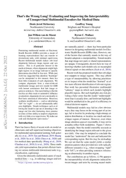 That's the Wrong Lung! Evaluating and Improving the Interpretability of
  Unsupervised Multimodal Encoders for Medical Data