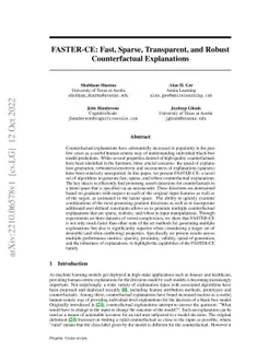 FASTER-CE: Fast, Sparse, Transparent, and Robust Counterfactual
  Explanations