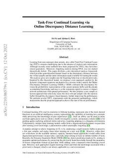 Task-Free Continual Learning via Online Discrepancy Distance Learning