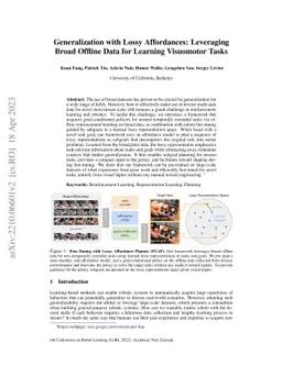 Generalization with Lossy Affordances: Leveraging Broad Offline Data for
  Learning Visuomotor Tasks