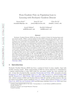 From Gradient Flow on Population Loss to Learning with Stochastic
  Gradient Descent