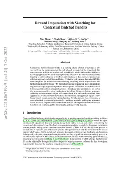 Reward Imputation with Sketching for Contextual Batched Bandits