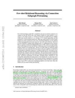 Few-shot Relational Reasoning via Connection Subgraph Pretraining