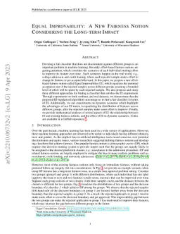 Equal Improvability: A New Fairness Notion Considering the Long-term
  Impact
