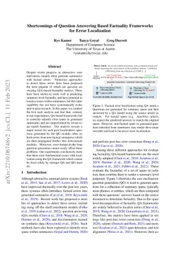 Shortcomings of Question Answering Based Factuality Frameworks for Error
  Localization
