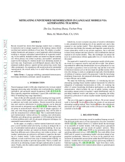 Mitigating Unintended Memorization in Language Models via Alternating
  Teaching