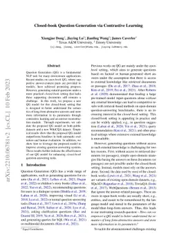 Closed-book Question Generation via Contrastive Learning