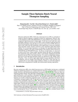 Sample-Then-Optimize Batch Neural Thompson Sampling
