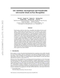 Adv-Attribute: Inconspicuous and Transferable Adversarial Attack on Face
  Recognition