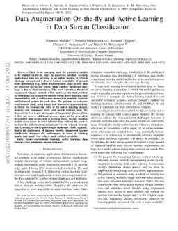 Data augmentation on-the-fly and active learning in data stream
  classification