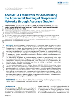 AccelAT: A Framework for Accelerating the Adversarial Training of Deep
  Neural Networks through Accuracy Gradient