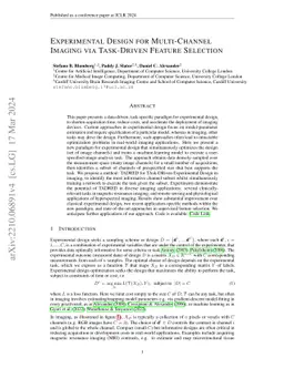 Experimental Design for Multi-Channel Imaging via Task-Driven Feature
  Selection
