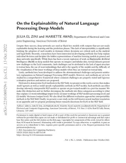 On the Explainability of Natural Language Processing Deep Models