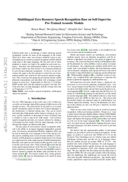 Multilingual Zero Resource Speech Recognition Base on Self-Supervise
  Pre-Trained Acoustic Models