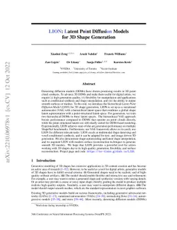 LION: Latent Point Diffusion Models for 3D Shape Generation