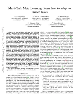 Multi-Task Meta Learning: learn how to adapt to unseen tasks