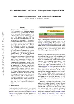 DICTDIS: Dictionary Constrained Disambiguation for Improved NMT