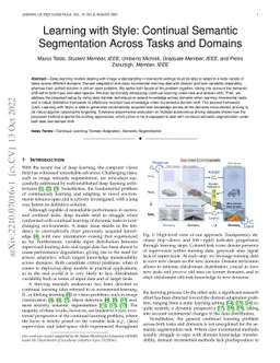 Learning with Style: Continual Semantic Segmentation Across Tasks and
  Domains