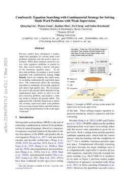 ComSearch: Equation Searching with Combinatorial Strategy for Solving
  Math Word Problems with Weak Supervision