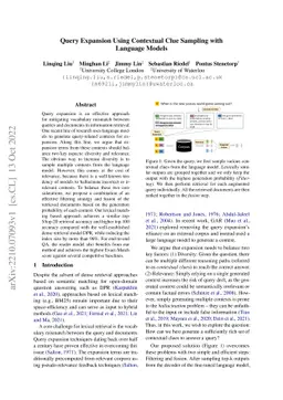 Query Expansion Using Contextual Clue Sampling with Language Models