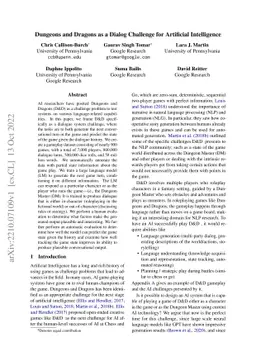 Dungeons and Dragons as a Dialog Challenge for Artificial Intelligence