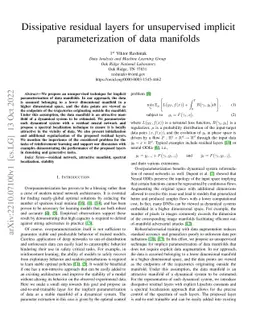 Dissipative residual layers for unsupervised implicit parameterization
  of data manifolds
