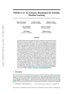 PDEBENCH: An Extensive Benchmark for Scientific Machine Learning