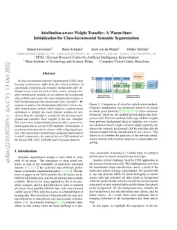 Attribution-aware Weight Transfer: A Warm-Start Initialization for
  Class-Incremental Semantic Segmentation