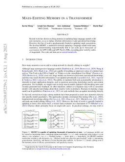 Mass-Editing Memory in a Transformer