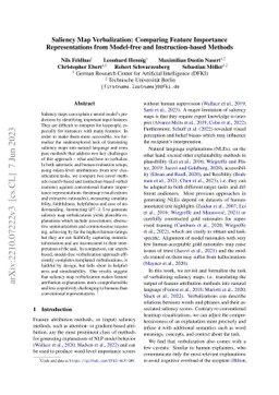 Saliency Map Verbalization: Comparing Feature Importance Representations
  from Model-free and Instruction-based Methods