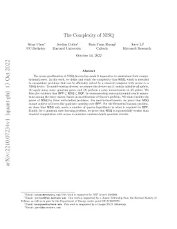 The Complexity of NISQ