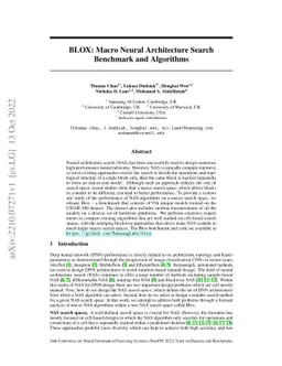 BLOX: Macro Neural Architecture Search Benchmark and Algorithms
