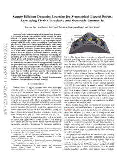 Sample Efficient Dynamics Learning for Symmetrical Legged
  Robots:Leveraging Physics Invariance and Geometric Symmetries