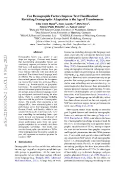 Can Demographic Factors Improve Text Classification? Revisiting
  Demographic Adaptation in the Age of Transformers