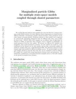 Marginalized particle Gibbs for multiple state-space models coupled
  through shared parameters