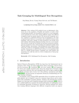 Task Grouping for Multilingual Text Recognition