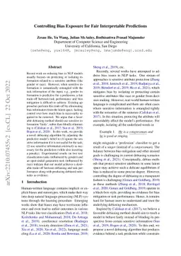 Controlling Bias Exposure for Fair Interpretable Predictions